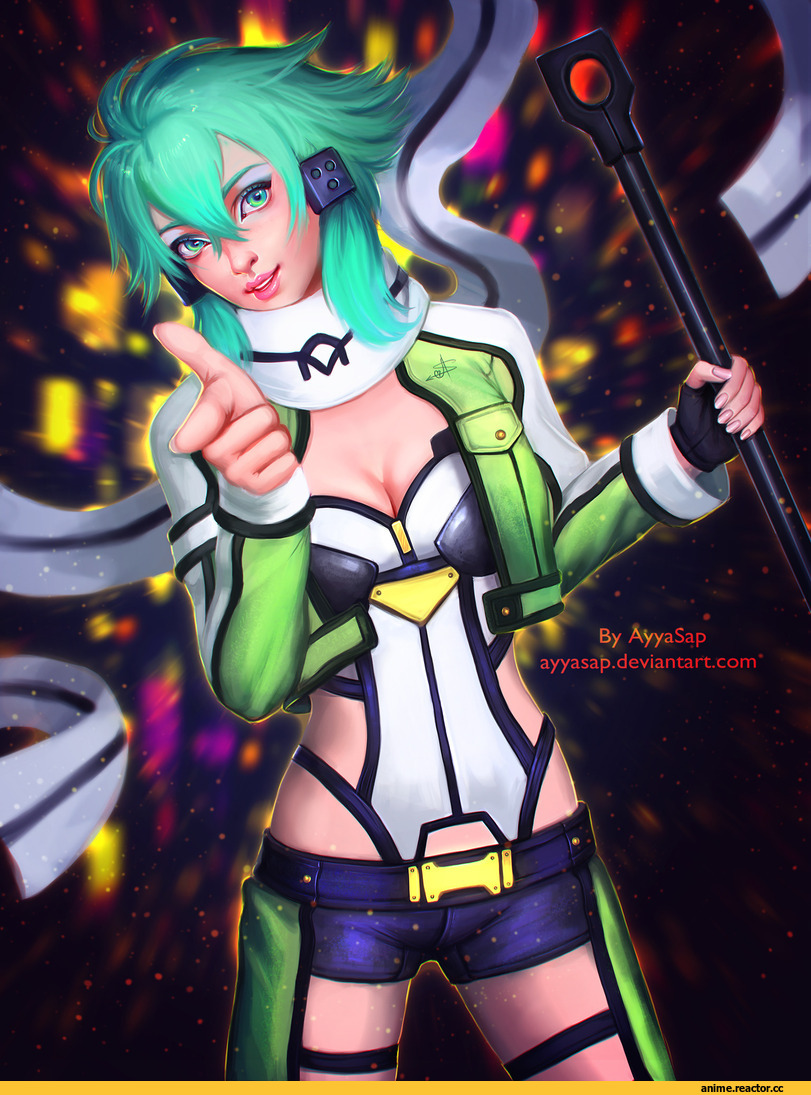Sinon, Sword Art Online, art барышня, красивые картинки, Anime