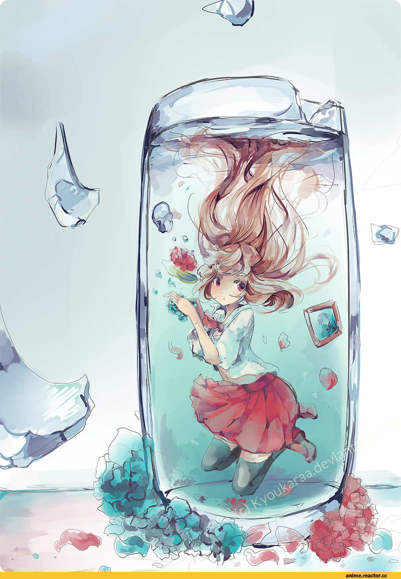 арт барышня, красивые картинки, стакан, Anime Paint, Anime Art, Anime