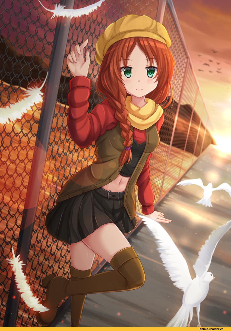 арт барышня, красивые картинки, Anime Art, рыжая, няша, Anime