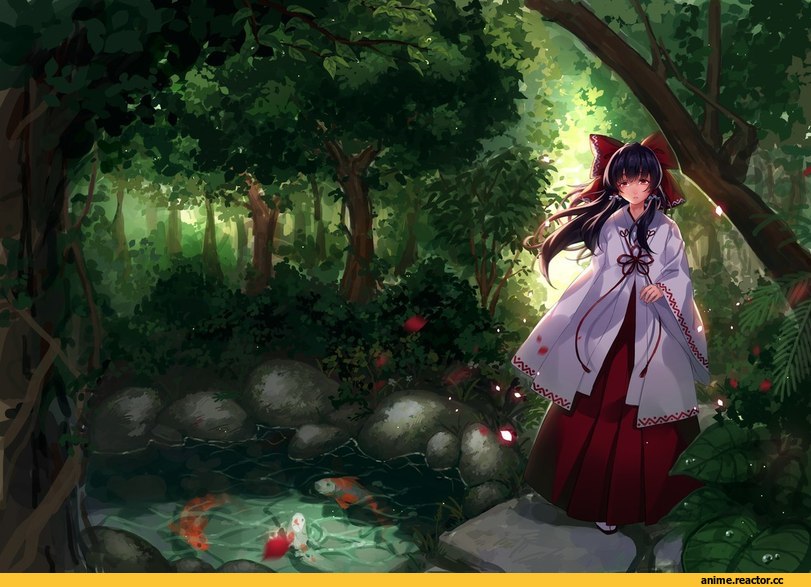 Reimu Hakurei, Touhou Project, красивые картинки, art барышня, удалённое, Anime