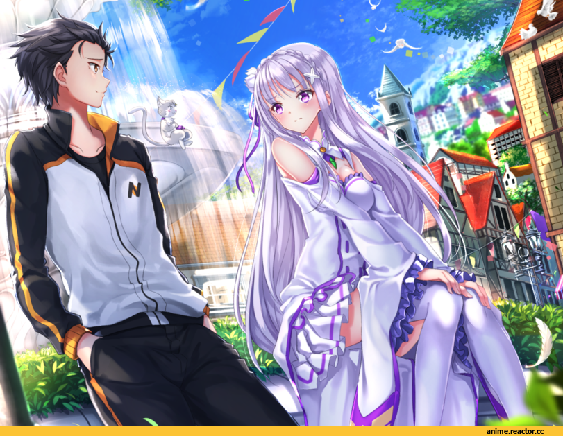 Re Zero Kara Hajimeru Isekai Seikatsu, emilia, Natsuki Subaru, Swordsouls, Anime Art, удалённое, Anime