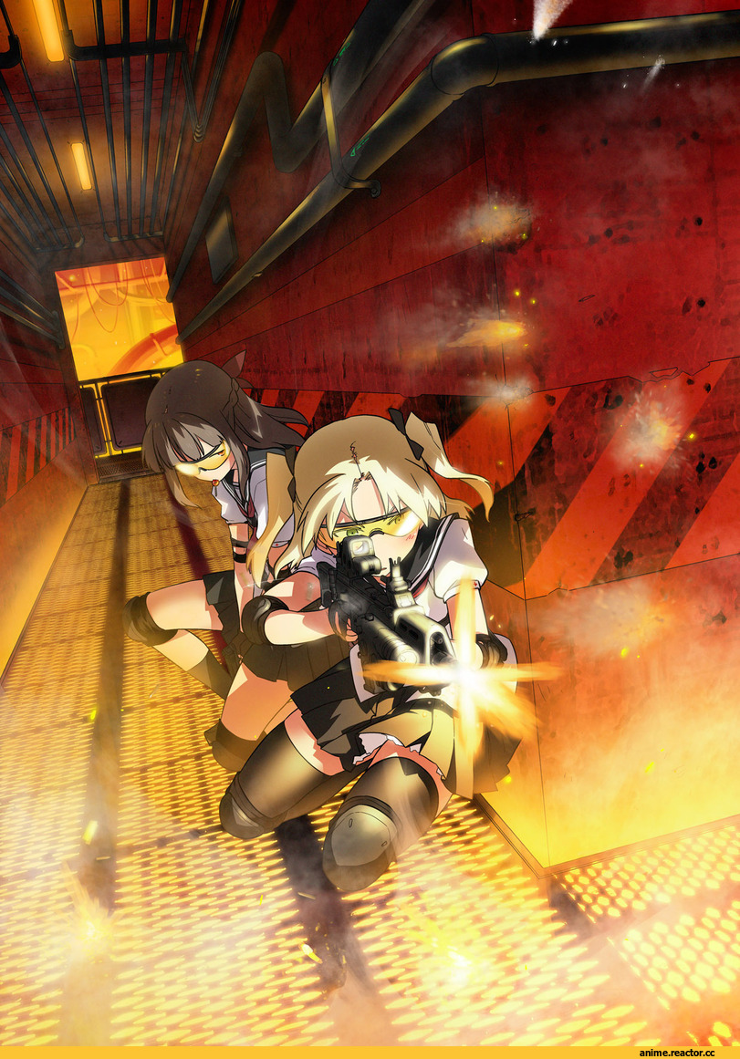 Anime Art, art девушка, красивые картинки, оружие, Assault, schoolgirl, school uniform, Опасные Няшки, перестрелка, Megane, Anime, Anime Няши, art, ling (cg sky)