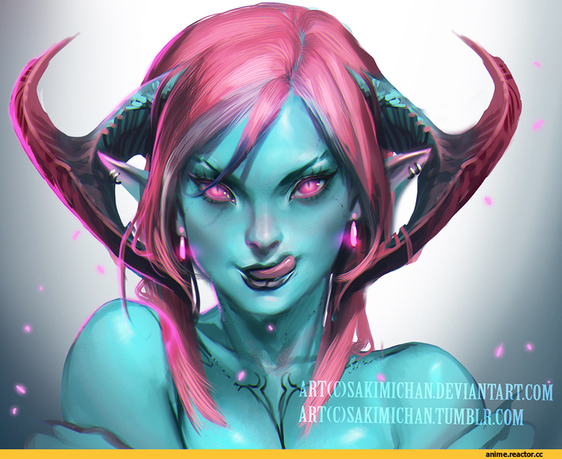 Sakimichan, deviantart.com, Monster Girl (Anime), Anime Art, Demon Girl (Anime), Succubus (Monster Girl Anime), девушка art, Anime