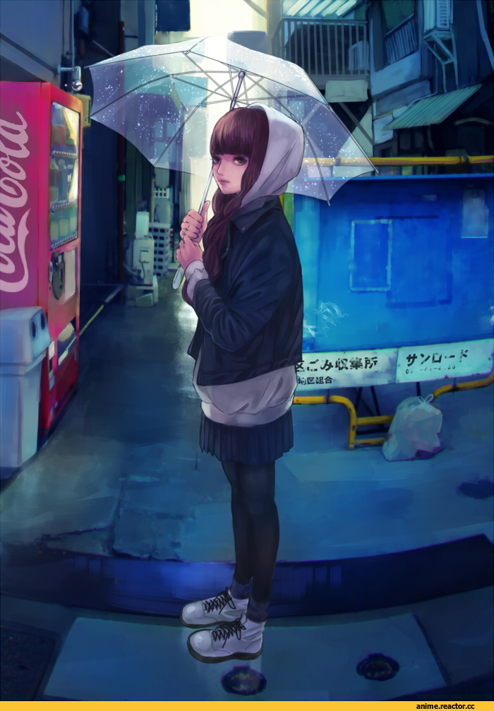 art, красивые картинки, art девушка, Anime Original, Anime Art, city, cityscape, Umbrella, Anime