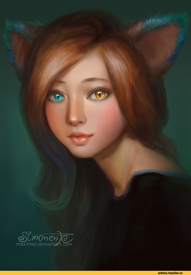 арт барышня, красивые картинки, Неко, Animal Ears, Anime