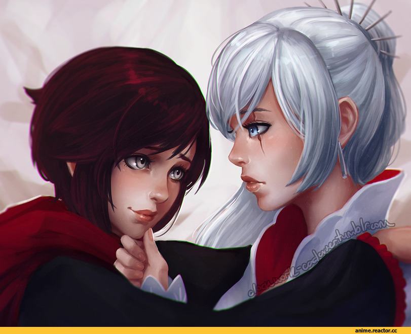 арт барышня, красивые картинки, Sonellion, Ruby Rose, RWBY, Weiss Schnee, Anime