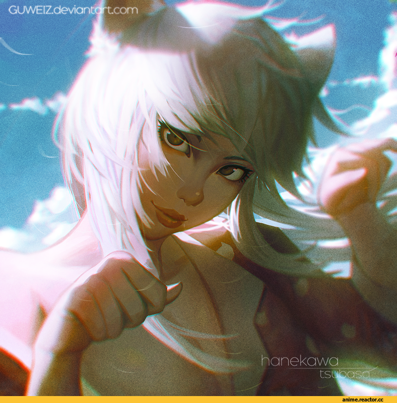 Tsubasa Hanekawa, Monogatari (Series), Anime Art, art барышня, красивые картинки, GUWEIZ, anime gif, nekomimi, Animal Ears, Anime