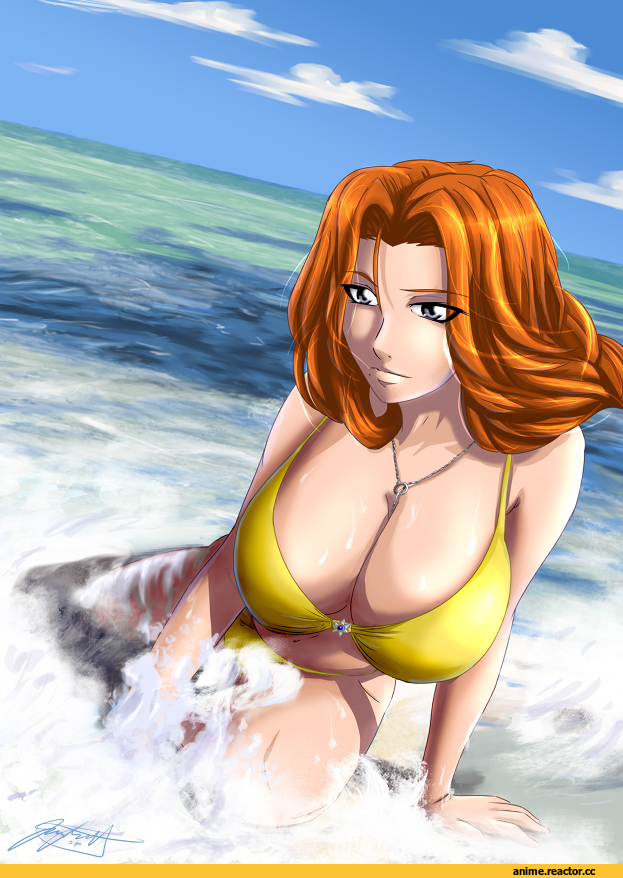 Anime Ero, Anime Ero Swim, Bleach, Matsumoto Rangiku, лето, summer, арт барышня, красивые картинки, Anime