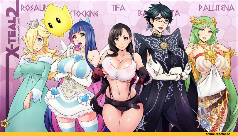 X-teal2, Palutena, Bayonetta, Tifa Lockhart, Stocking (PSG), Panty & Stocking with Garterbelt, Princess Rosalina, Марио, арт девушка, красивые картинки, Anime, Kid Icarus, Игры, Final Fantasy VII, Final Fantasy
