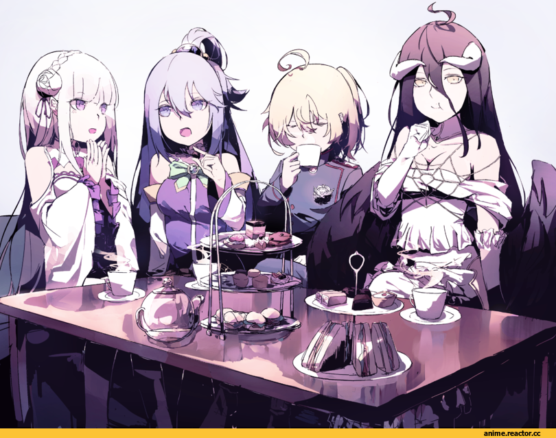 Isekai Quartet, Emilia (re zero), Albedo, Floor Guardian (Overlord), Overlord (Anime), Tanya Degurechaff, Youjo Senki, Aqua (KonoSuba), KonoSuba, crossover, Anime, Re Zero Kara Hajimeru Isekai Seikatsu