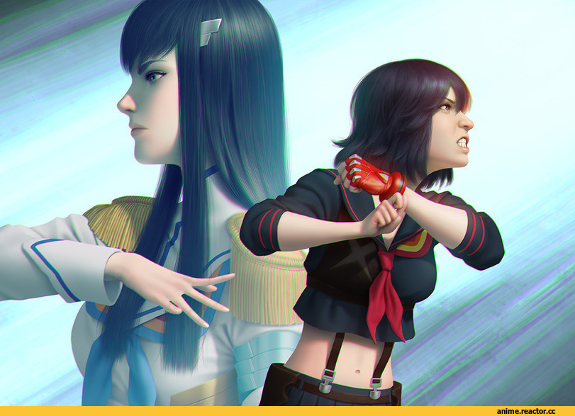 characters, Illustration, Ryuko, matoi, satsuki, Senketsu, junketsu, красивые картинки, девушка, девушка art, Anime, Kill la Kill, art, rafael_de_guzman, Storytelling, Digital_2D, Kiryuin