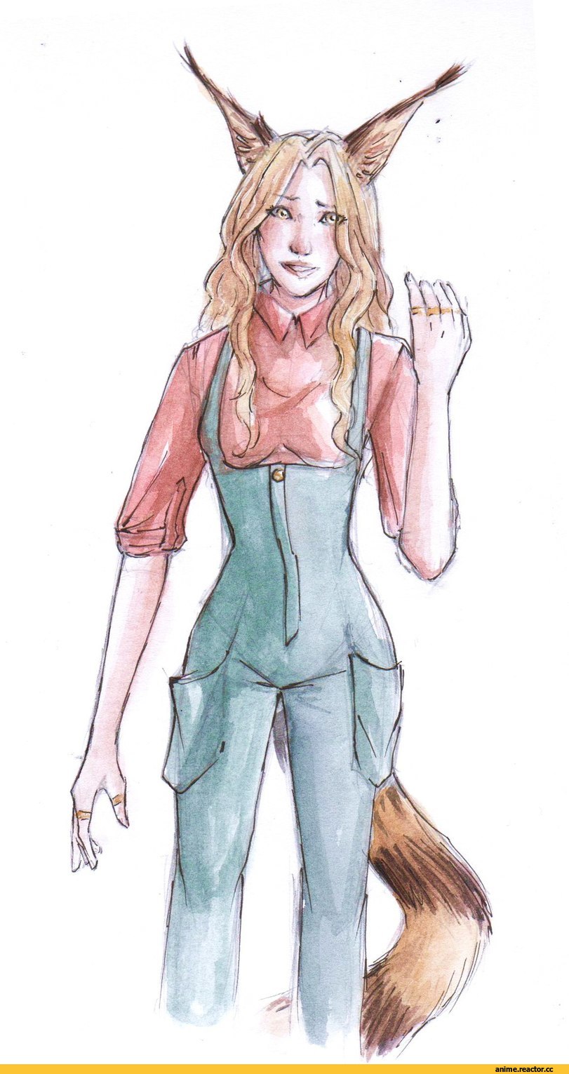 fukkacho san, красивые картинки, арт девушка, акварель, nekomimi, Animal Ears, neko girl, Traditional art, original character, нарисовал сам, Anime, арт, fukkacho san art
