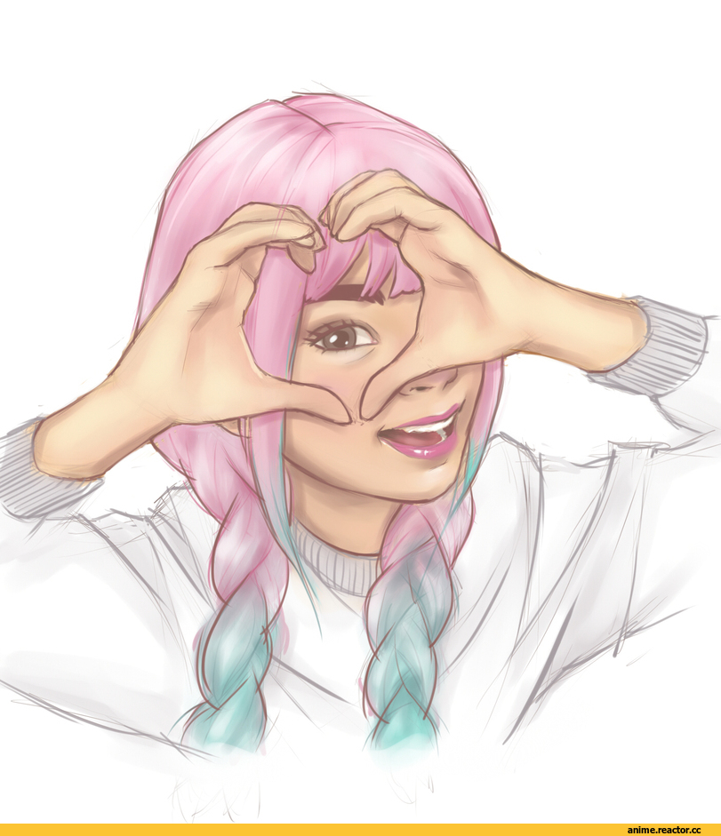 няша, красивые картинки, косички, арт барышня, арт, pink, love, Anime