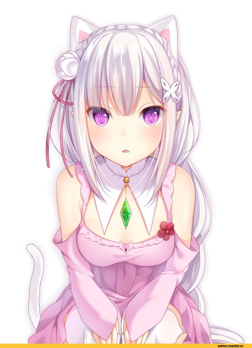 Emilia (re zero), Re Zero Kara Hajimeru Isekai Seikatsu, Amashiro Natsuki, nekomimi, Animal Ears, Anime