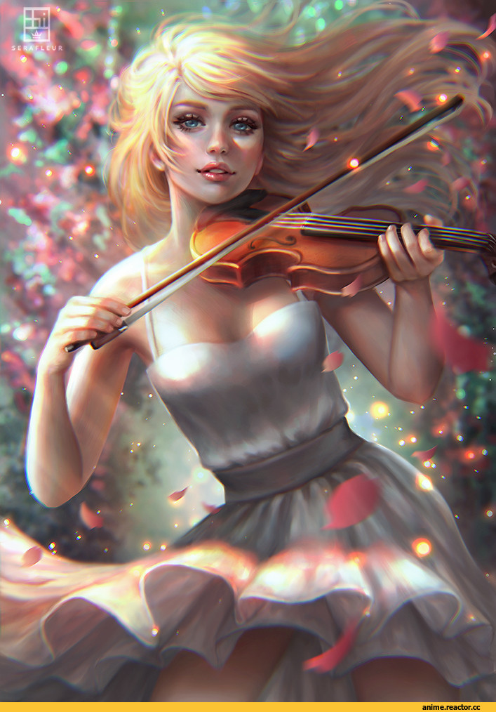 Abigail Diaz, artist, Kaori Miyazono, violin, Shigatsu wa Kimi no Uso, арт барышня, красивые картинки, удалённое, Anime