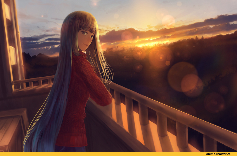 Bou Nin, Anime Art, art, красивые картинки, art барышня, закат, Anime