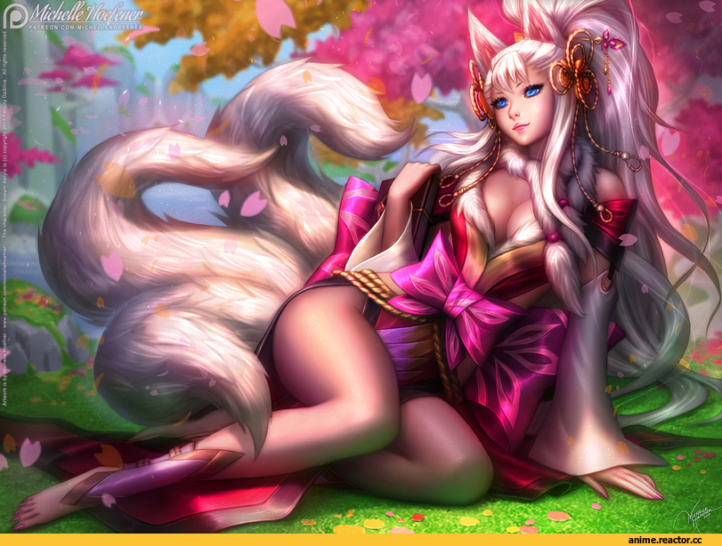 красивые картинки, Fantasy, art, art барышня, foxgirl, Kitsune, Animal Ears, Michelle Hoefener, artist, Anime