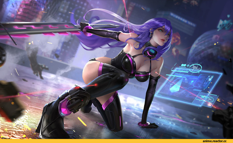 art барышня, art, Sci-Fi, qing xiao, Iris Heart, Plutia (Neptune), Hyperdimension Neptunia Victory, Neptune (series), Anime
