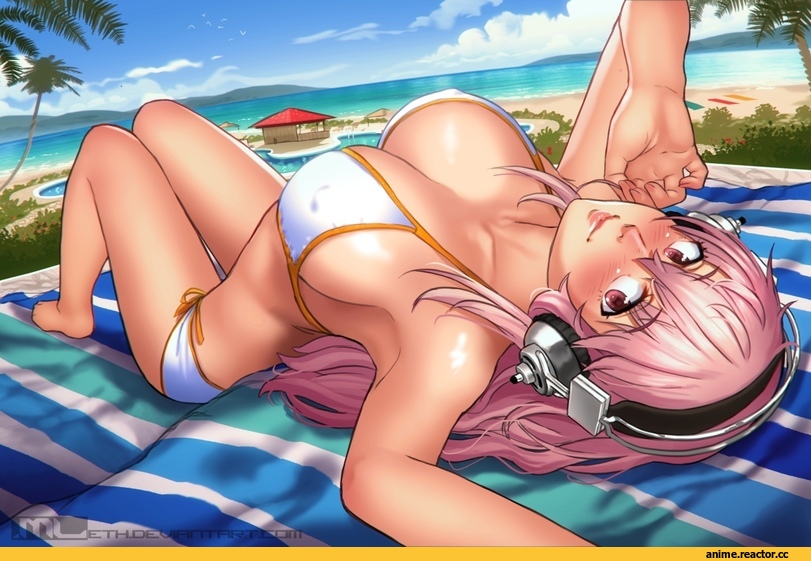 Super Sonico, MLeth, artist, Anime Ero Swim, Anime Ero, art барышня, art, Anime