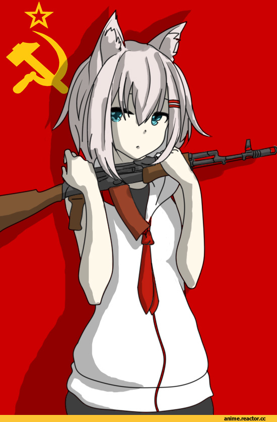 ussr, арт девушка, art, Каляки-Маляки, фэндомы, ак-74, neko, Animal Ears, некочан, Anime