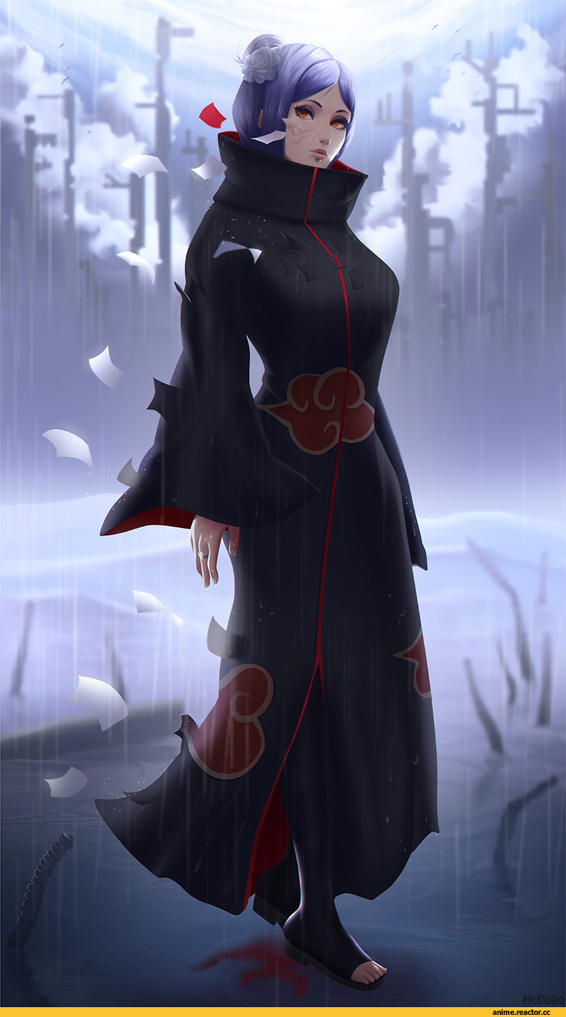 фэндомы, art барышня, art, Naruto, Konan, Akatsuki (Naruto), McDobo, Anime
