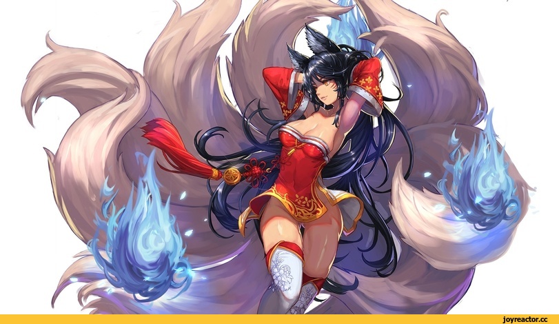 League of Legends, фэндомы, Ahri, арт барышня, art, Kitsune, Animal Ears, Anime