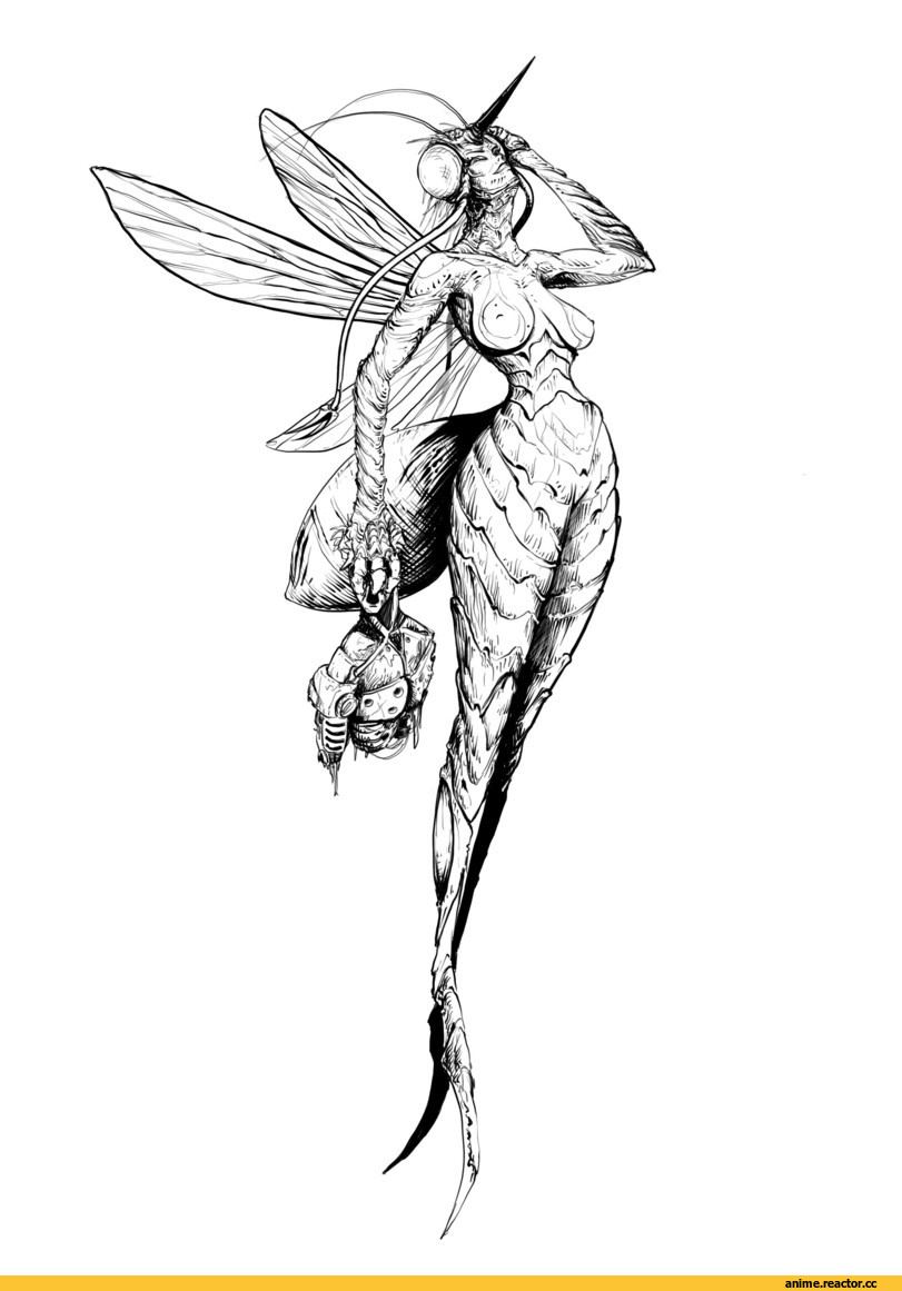 Egor Klyuchnyk, artist, Monster Girl, арт барышня, art, monochrome, OnePunchMan, Anime Ero, Anime