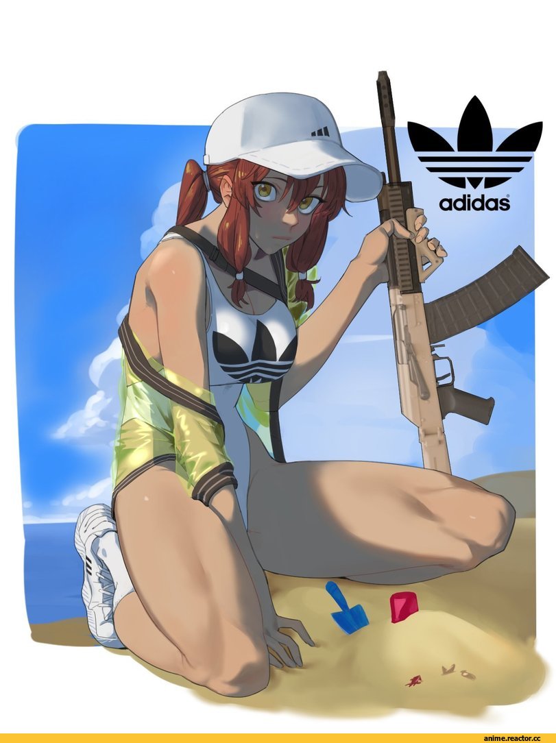art барышня, art, Adidas, hong doo JV, Saiga-12 (Girls Frontline), Girls Frontline, Anime Ero Swim, Anime Ero, Anime