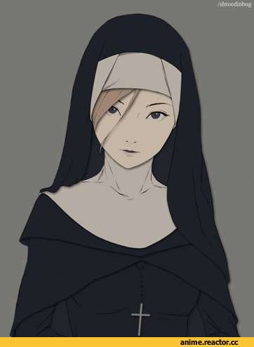 гифки, сделал сам, Miura Naoko, artist, anime gif, арт барышня, art, монашка, Anime