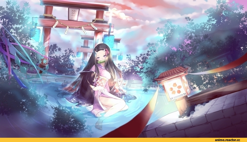 hhhhpoi, Anime Art, artist, Nezuko Kamado, Kimetsu no Yaiba, арт барышня, art, Anime