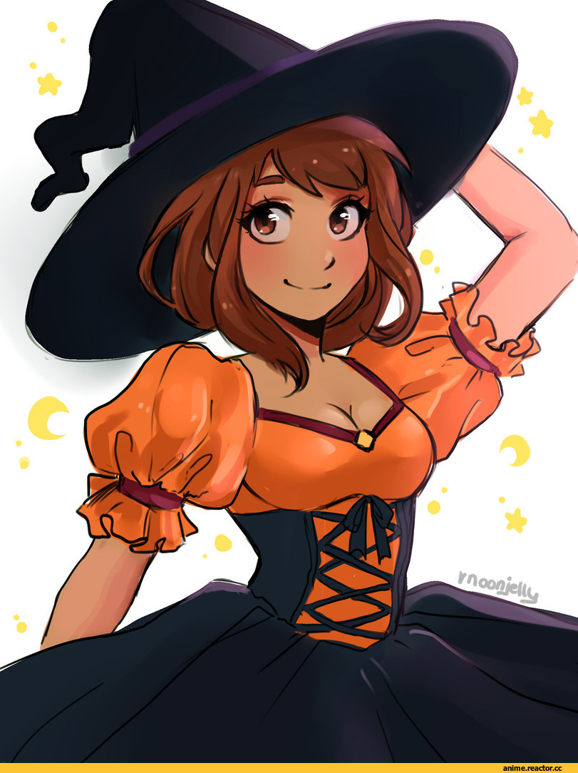 Witch Uraraka Doodle, art, art девушка, Моя геройская академия, Boku no Hero Academia, Witch, Uraraka Ochako, rnoonjelly, Anime