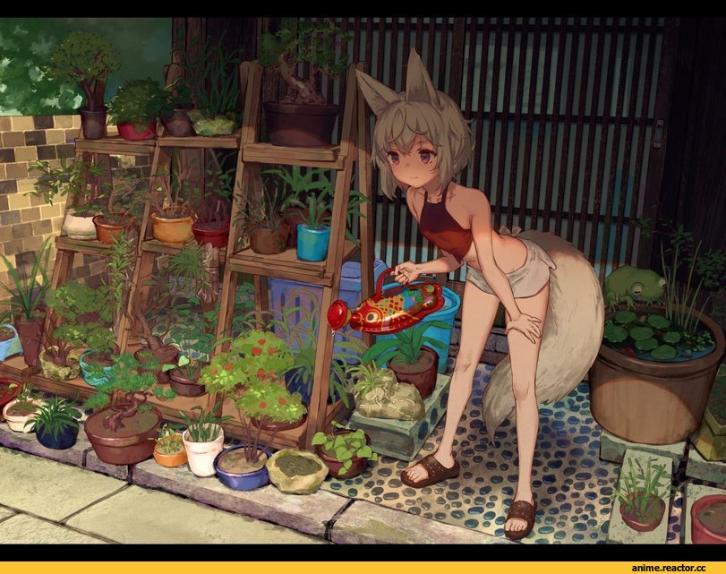yutsumoe, AO, Kitsune, Animal Ears, art девушка, art, Anime