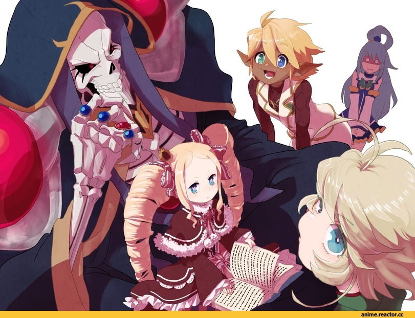 Isekai Quartet, KonoSuba, Overlord (Anime), Aqua (KonoSuba), Tanya Degurechaff, Ainz Ooal Gown, Aura Bella Fiora, Floor Guardian (Overlord), Beatrice (Re Zero), Anime Art, Anime, Youjo Senki, Re Zero Kara Hajimeru Isekai Seikatsu