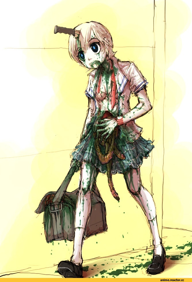 art, зомби, песочница, школа, личное, Anime