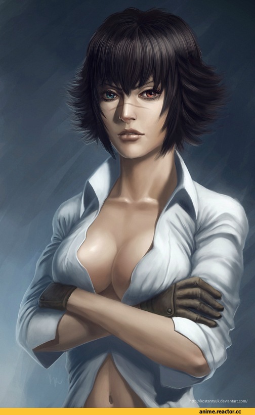 Эротика, девушка, lady, Devil May Cry, art, песочница, гетерохромия, Anime