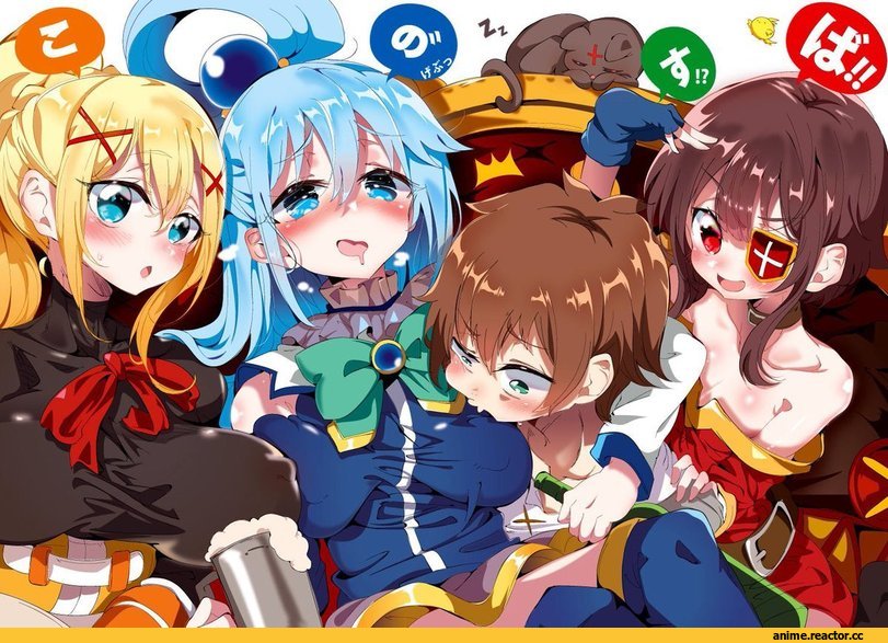 Aqua (KonoSuba), KonoSuba, Darkness (KonoSuba), Satou Kazuma, Megumin, Yunyun (KonoSuba), Anime