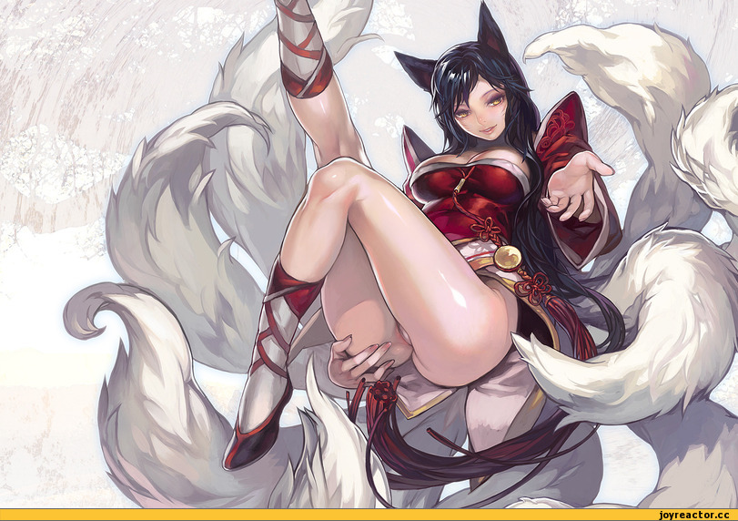 Эротика, Ahri, League of Legends, Игры, art, песочница, удалённое, Anime