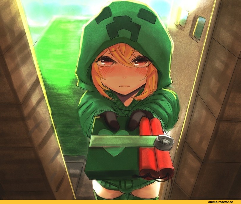 art, личное, Minecraft, Creeper, Anime