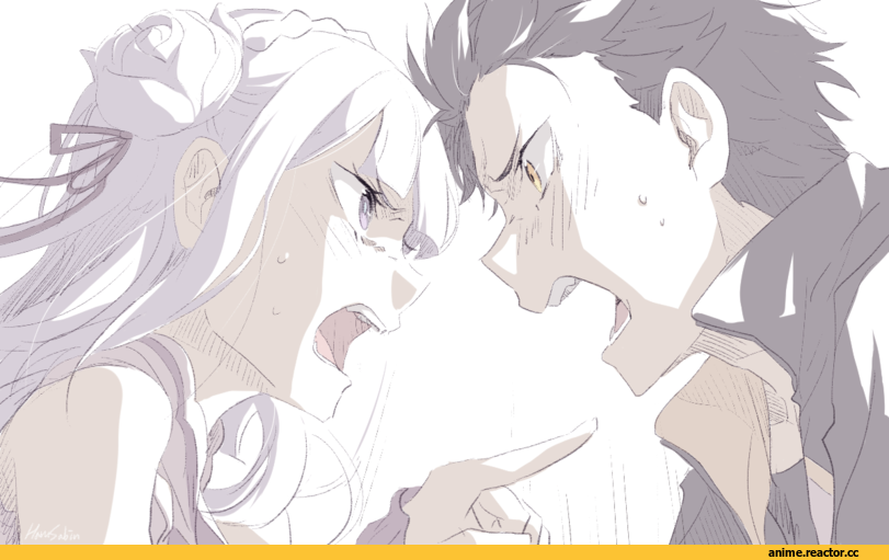 Re Zero Kara Hajimeru Isekai Seikatsu, Emilia (re zero), Natsuki Subaru, Anime Art, Anime Paint, HaruSabin, Anime