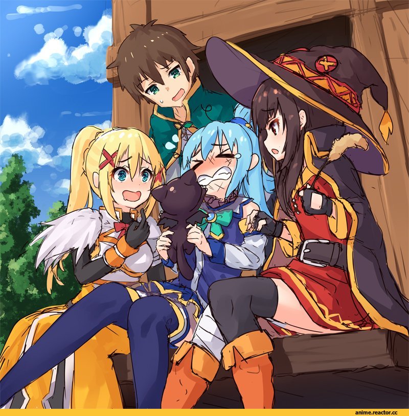 Aqua (KonoSuba), KonoSuba, Megumin, Darkness (KonoSuba), Satou Kazuma, pensuke, Anime Sketch, Anime