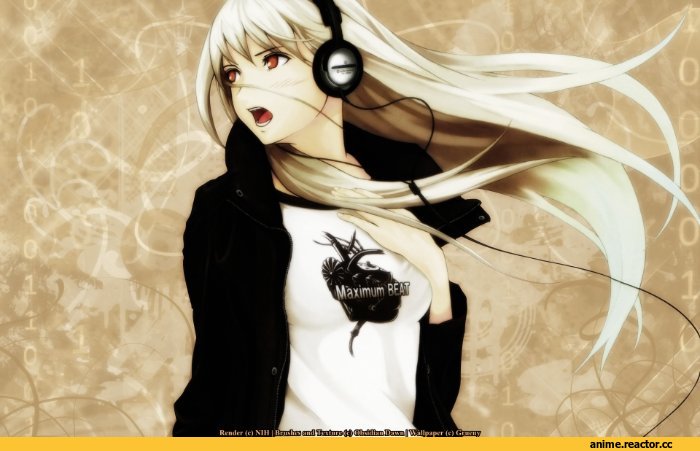 art, девушки в наушниках, наушники, девушки, песочница, Anime