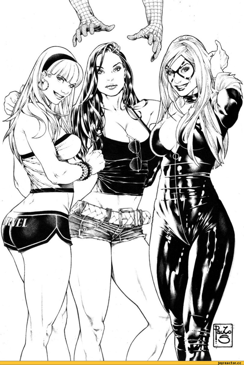 Marvel, art, Комиксы, песочница, Эротика, супергерои, Кликабельно, deviantart, личное, Черная Кошка (Marvel), Anime, PauloSiqueira, Гвен Стейси, Мери Джейн