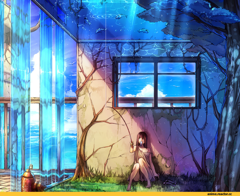 art, личное, вода, рыба, рыбалка, психоделика, песочница, Anime