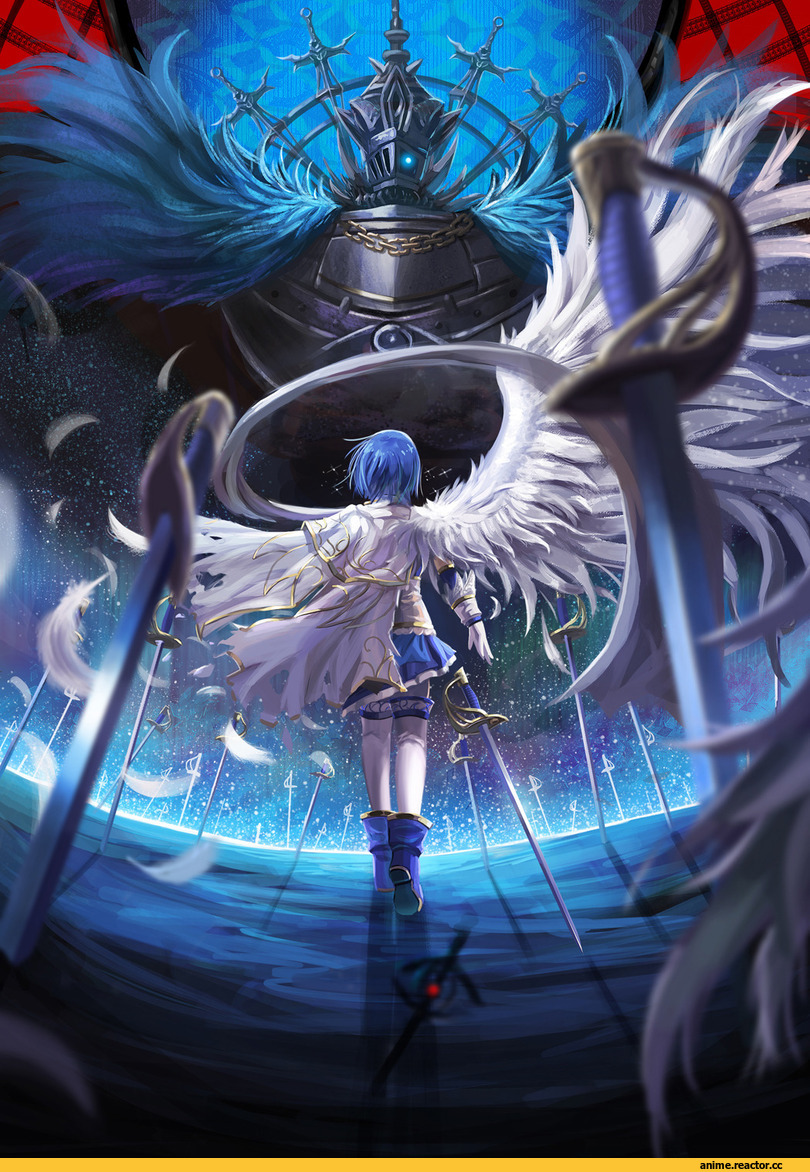 art, девушка, ангел, песочница, Mahou Shoujo Madoka Magica, Miki Sayaka, Anime