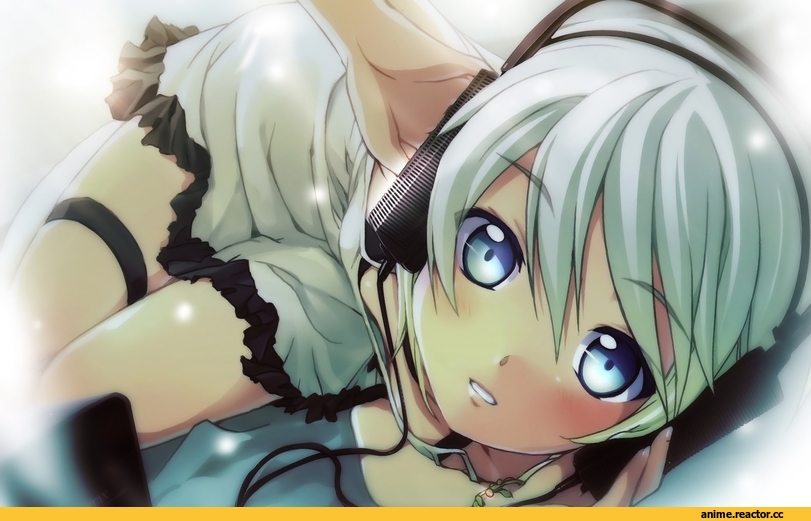 art, девушка, наушники, песочница, Anime