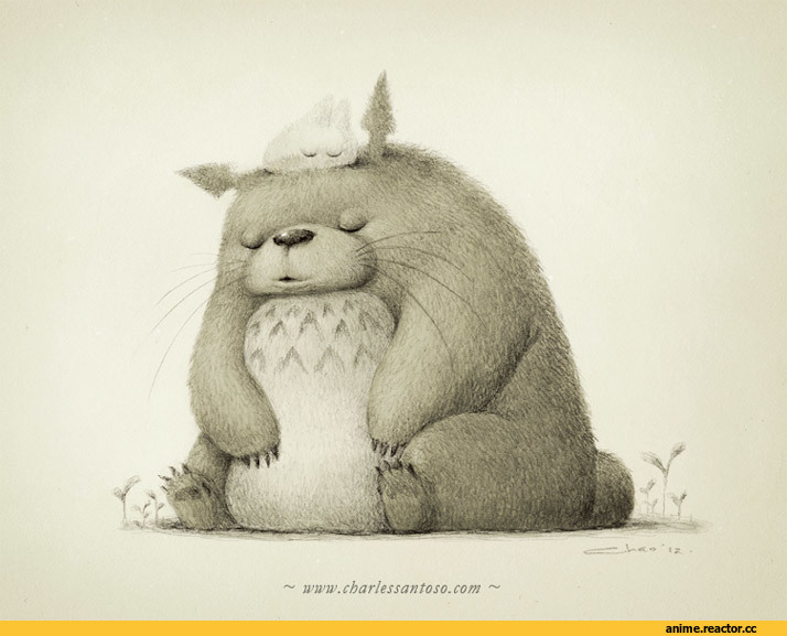 totoro, art, песочница, Anime