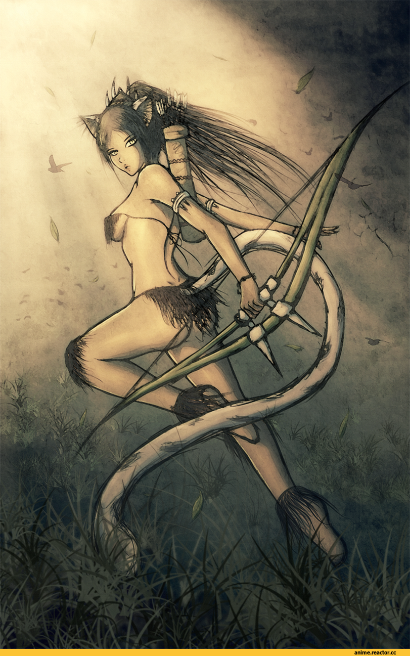 art, личное, лучница, Неко, Animal Ears, Anime