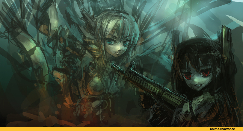 art, оружие, киберпанк, андроид, wallpaper, speed paint, Anime