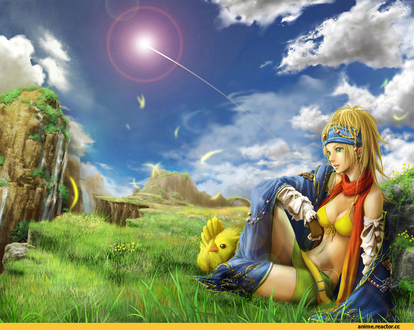 art, песочница, Final Fantasy, Rikku, Chocobo, автор Dangan, Игры, Anime