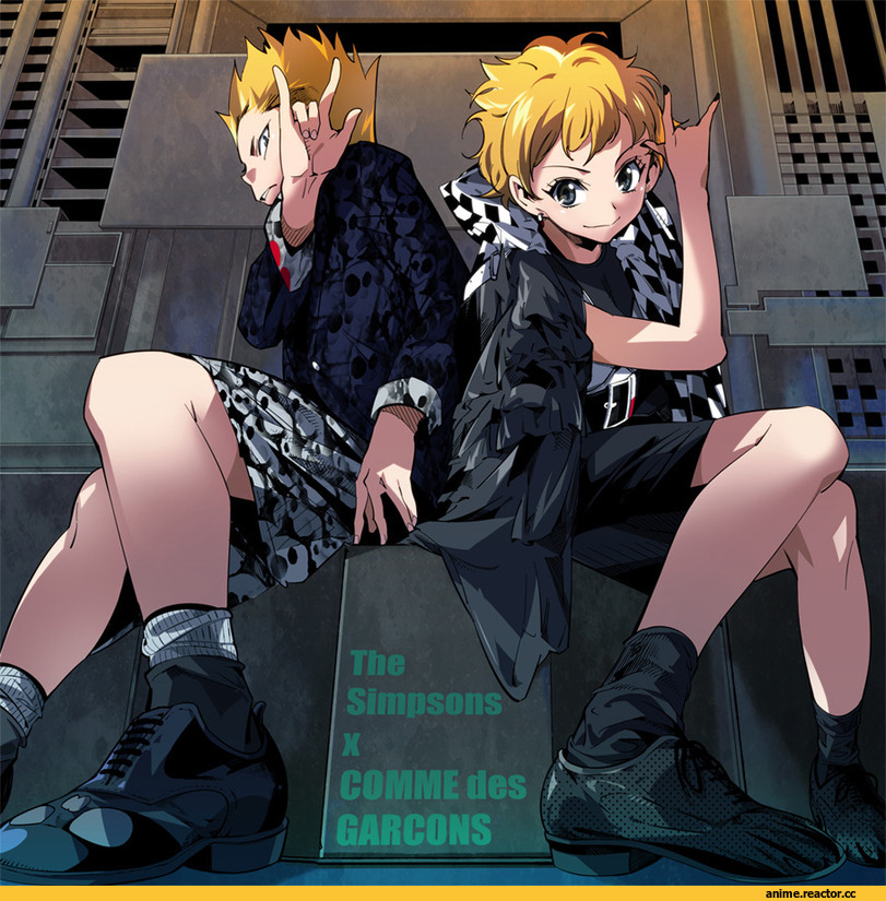 art, Симпсоны, барт, лиза, песочница, Anime